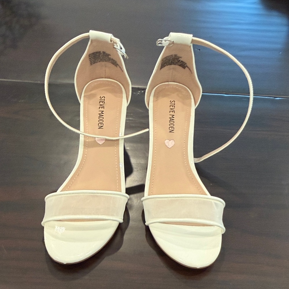Steve Madden Cream Ankle Strap Heels